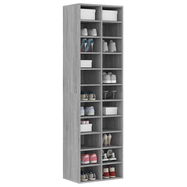 vidaXL Παπουτσοθήκη Γκρι Sonoma 54 x 34 x 183 εκ. Επεξεργασμένο Ξύλο