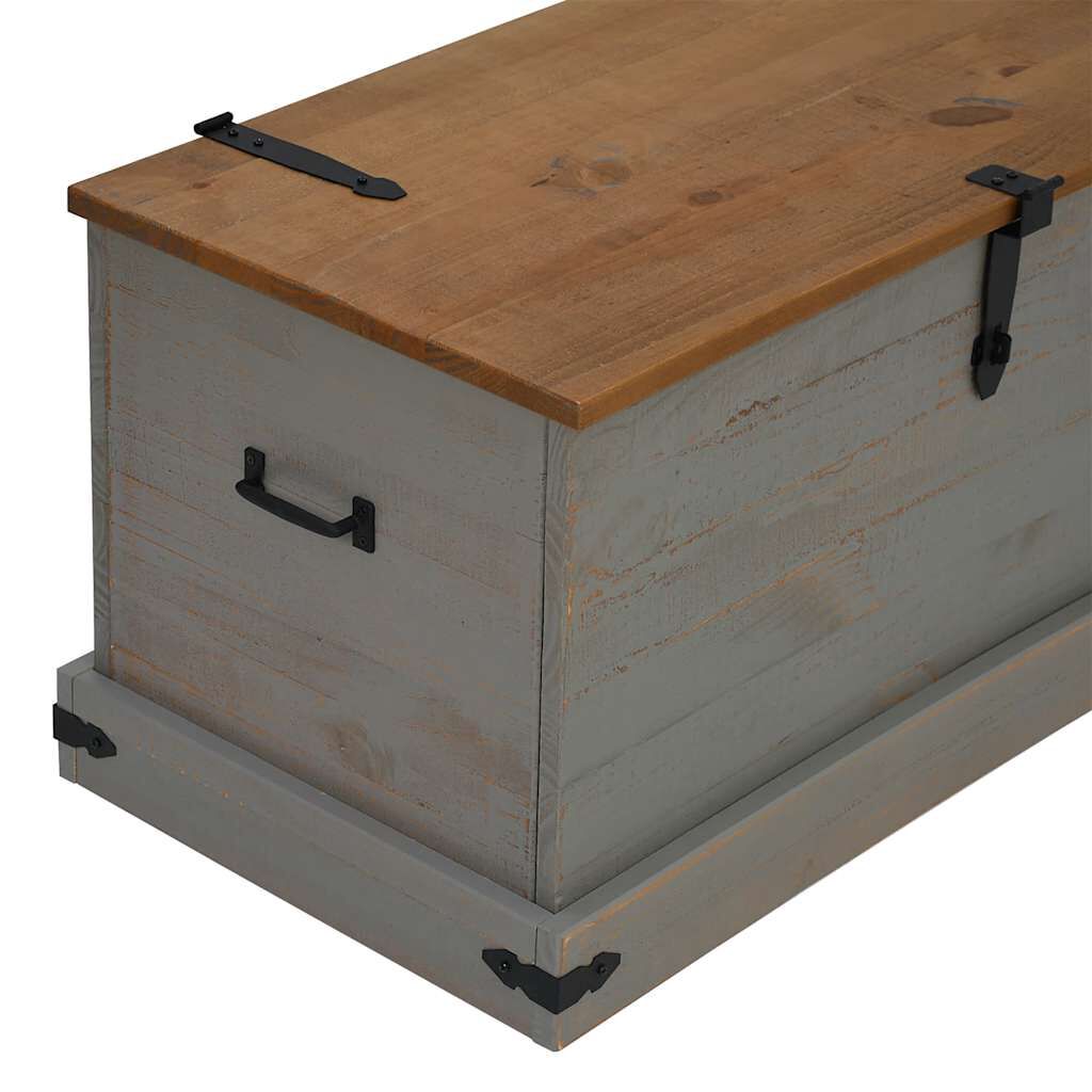 vidaXL Σεντούκι αποθήκευσης HALDEN γκρι 91x48x47 cm μασίφ ξύλο πεύκο
