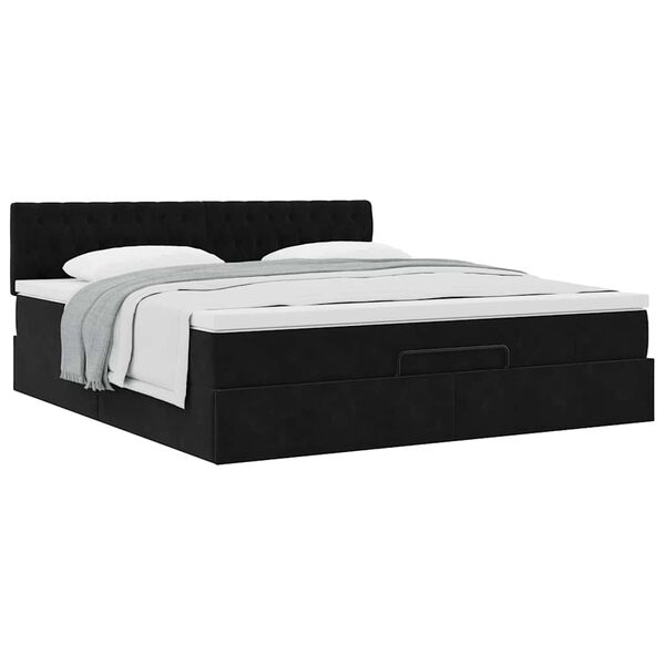 vidaXL Οθωμανικό κρεβάτι με στρώμα Μαύρο 180x200cm Velvet