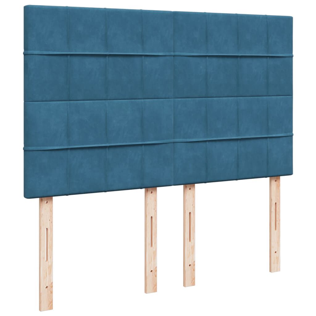vidaXL Κρεβάτι Boxspring με Στρώμα Μπλε 140x190 εκ. Βελούδινο