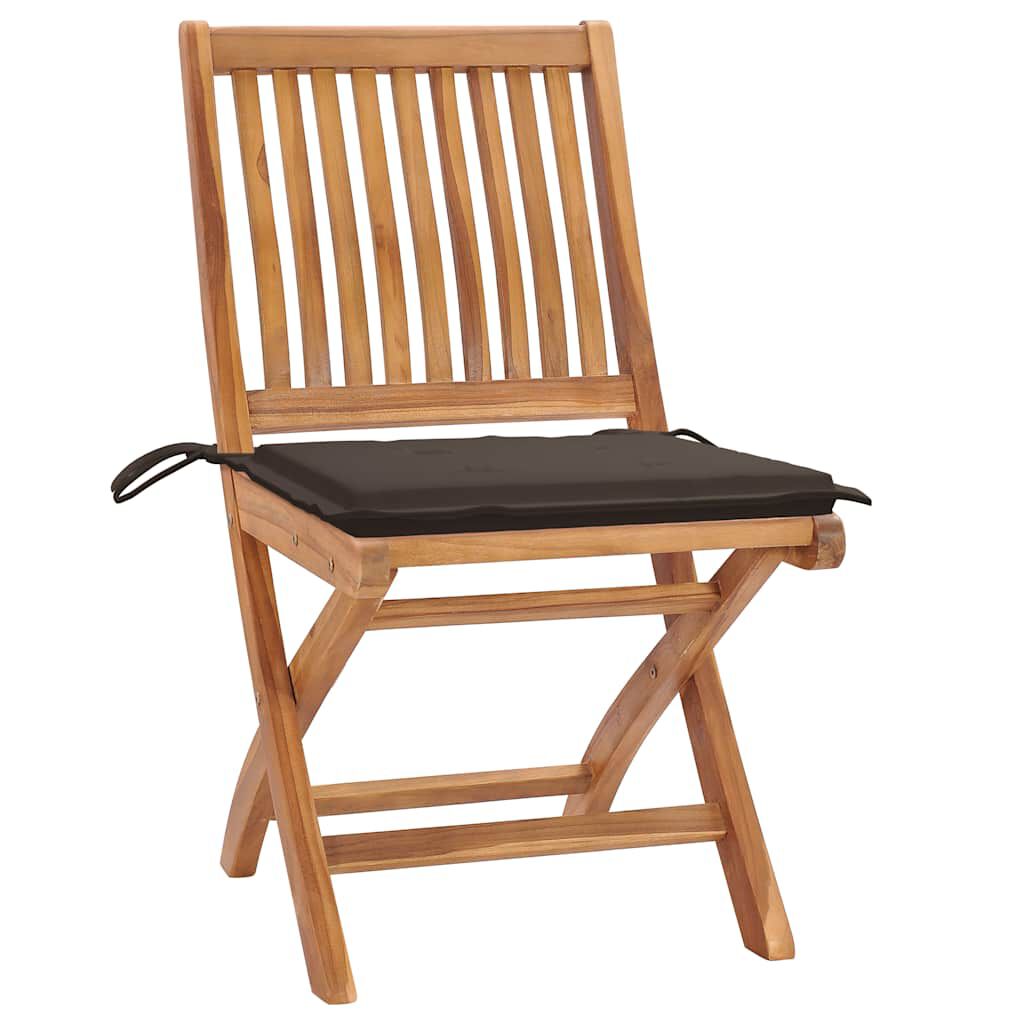 vidaXL Καρέκλες Κήπου 2 τεμ. από Μασίφ Ξύλο Teak με Taupe Μαξιλάρια
