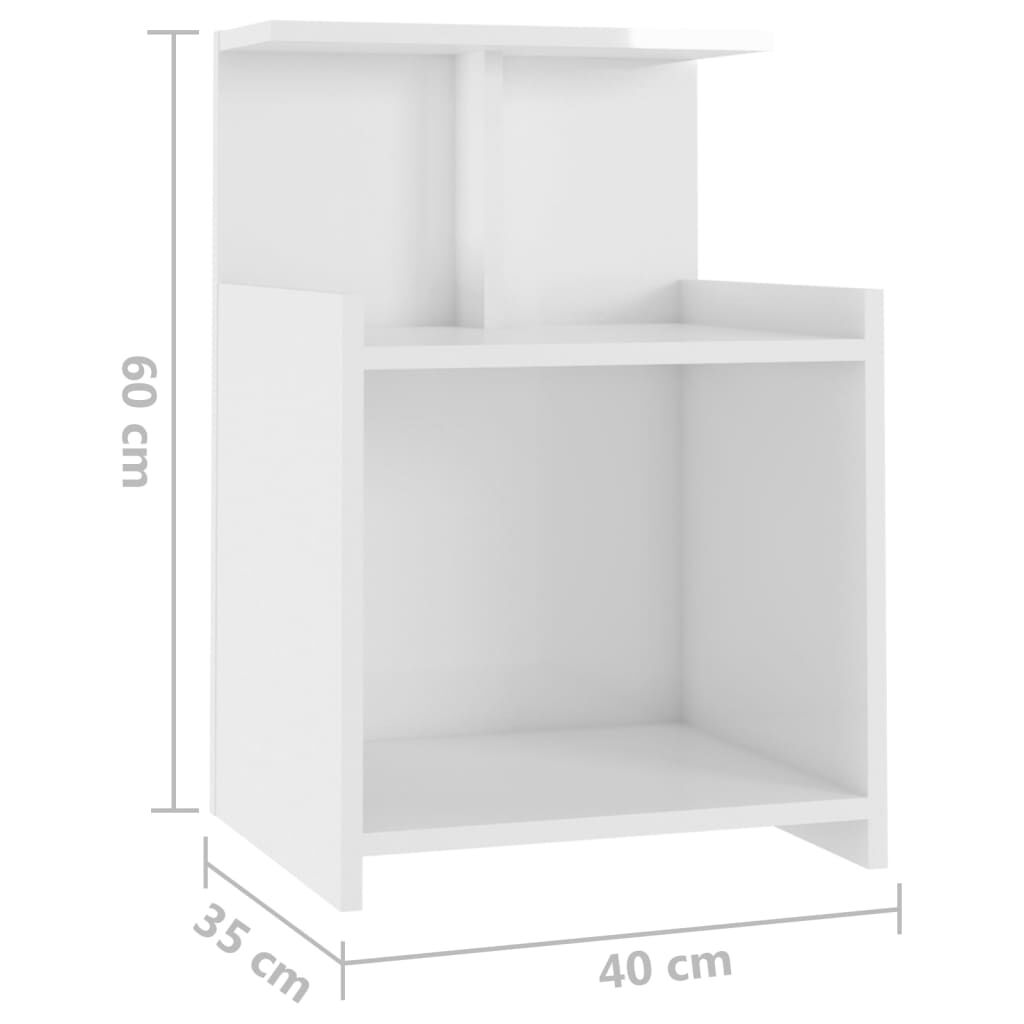 vidaXL Κομοδίνο Γυαλιστερό Λευκό 40x35x60 εκ. από Επεξ. Ξύλο
