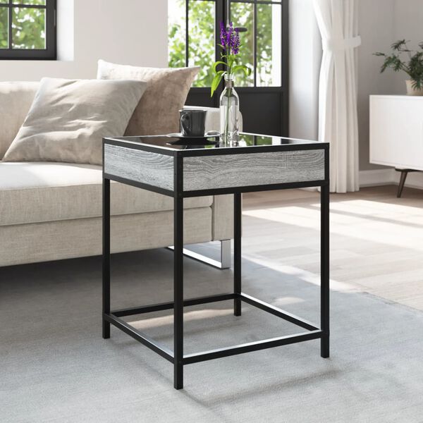 vidaXL Τραπεζάκι Άπειρο Φως LED Γκρι Sonoma 40x40x51 εκ.
