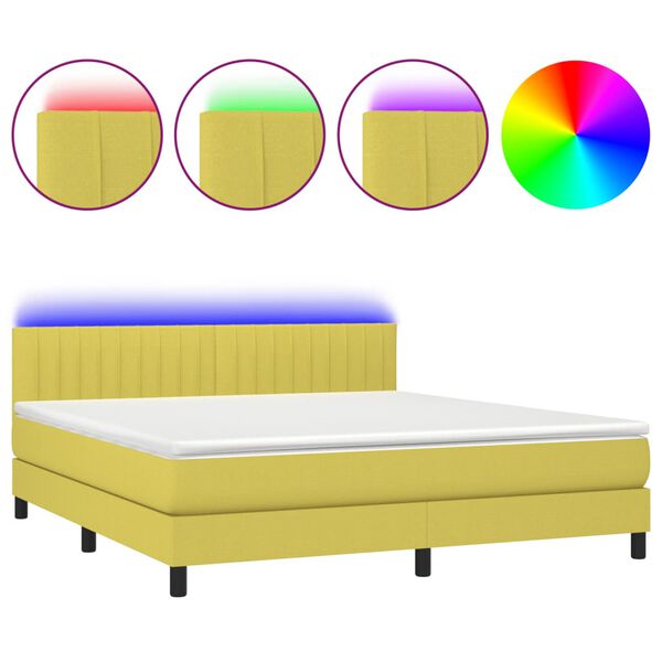 vidaXL &Kappa;&rho;&epsilon;&beta;ά&tau;&iota; Boxspring &mu;&epsilon; &Sigma;&tau;&rho;ώ&mu;&alpha; & LED &Pi;&rho;ά&sigma;&iota;&nu;&omicron; 180x200 &epsilon;&kappa; &Upsilon;&phi;&alpha;&sigma;&mu;ά&tau;&iota;&nu;&omicron;