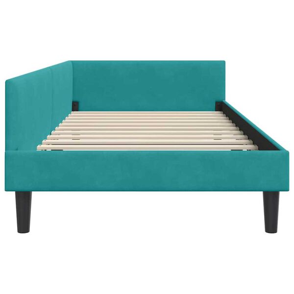 vidaXL Πλαϊνό Κρεβάτι Τιρκουάζ 80 x 200 cm Βελούδο και Στιβαρή ξυλεία