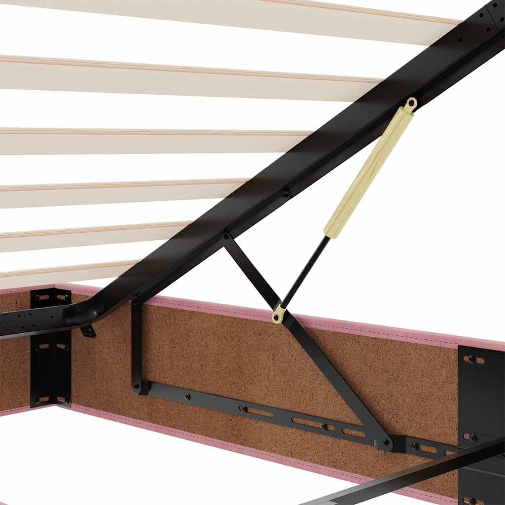vidaXL Οθωμανικό κρεβάτι με στρώματα Ροζ 140x190cm Βελούδο