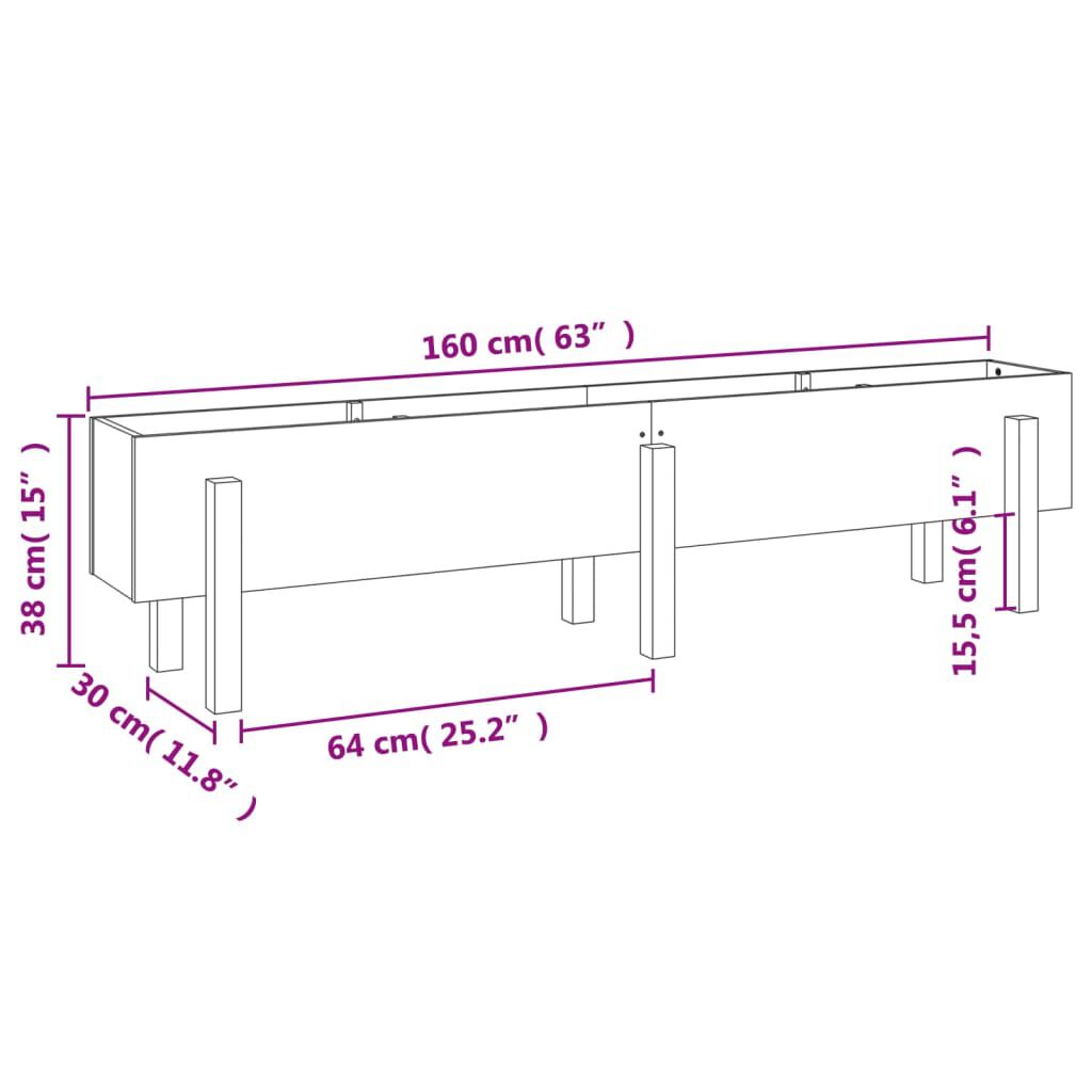 vidaXL Ζαρντινιέρα Υπερυψωμένη 160 x 30 x 38 εκ. από Μασίφ Ξύλο Πεύκου