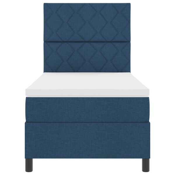 vidaXL Κρεβάτι με ελατήρια με στρώμα Μπλε 100 x 200 cm ύφασμα