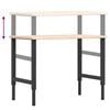 vidaXL Πάγκος Εργασίας Ορθογώνιος 100x60x(71,5-98) εκ Μασίφ Ξύλο Δρυός