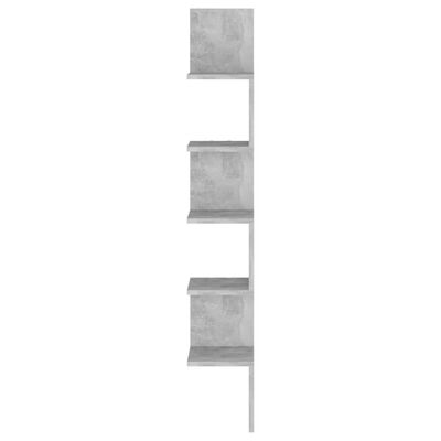 vidaXL Γωνιακή Ραφιέρα Τοίχου Γκρι Σκυρ. 20x20x127,5 εκ. Μοριοσανίδα