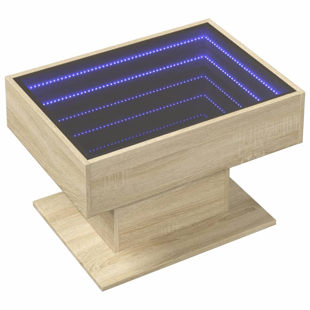 vidaXL Τραπεζάκι Σαλονιού με LED Δρυς 70x50x45 εκ. Επεξεργασμένο Ξύλο