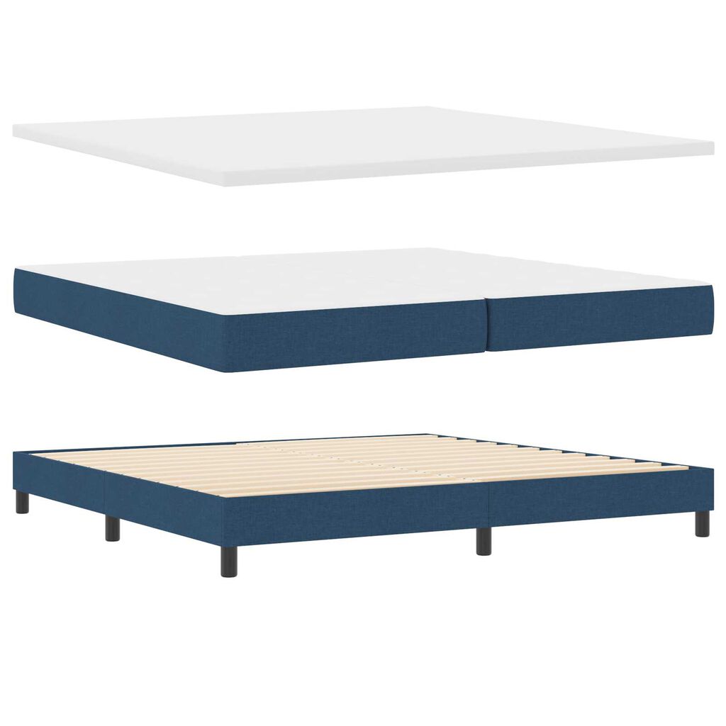 vidaXL Κρεβάτι Box Spring με Στρώμα & LED Μπλε 200x200 εκ Υφασμα
