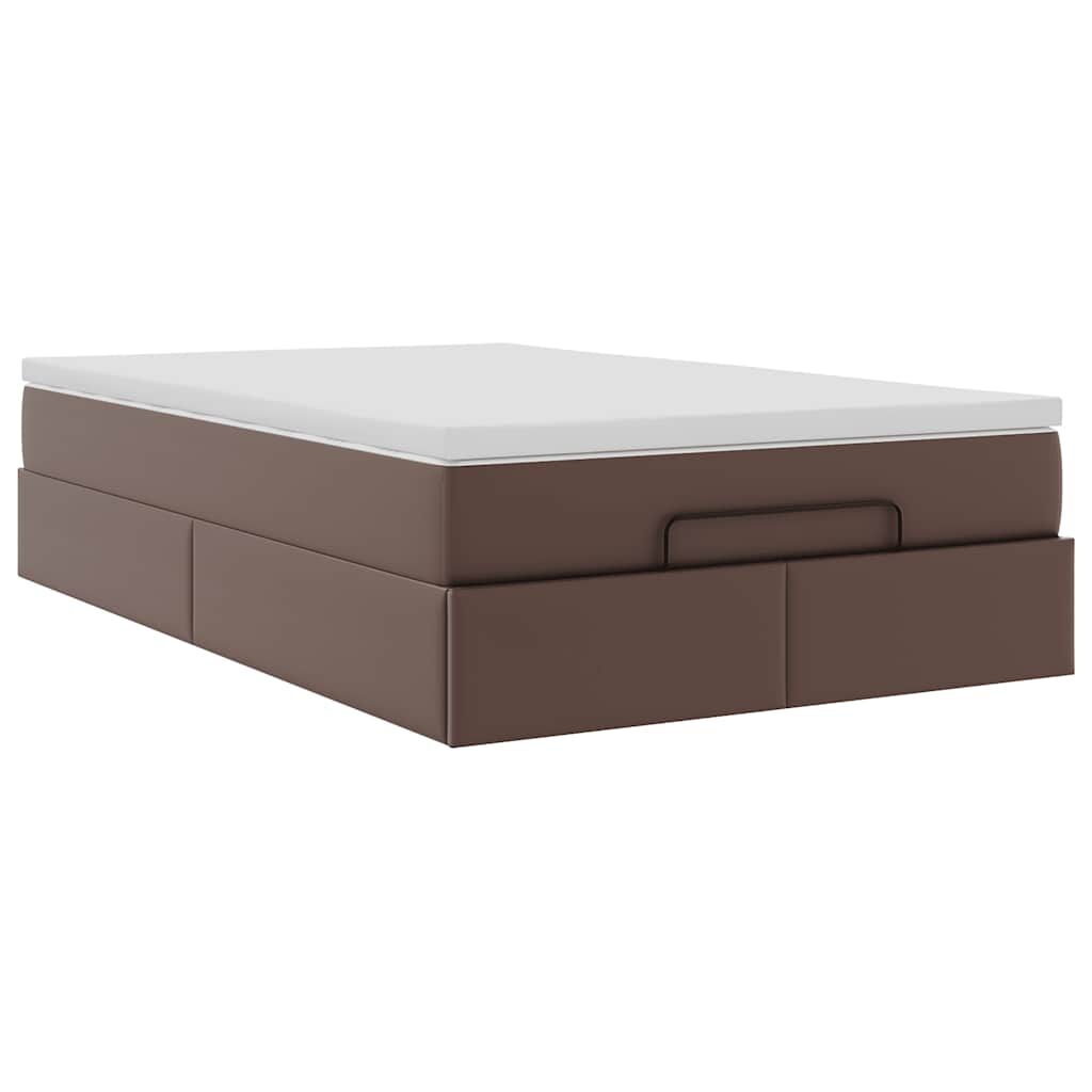 vidaXL Οθωμανικό κρεβάτι με στρώμα καφέ 120x200cm Faux Leather