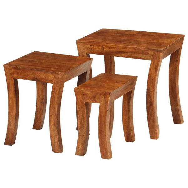 vidaXL Τραπεζάκια Ζιγκόν 3 τεμ. Καφέ 50x35x50 εκ. Μασίφ Ξύλο Ακακίας
