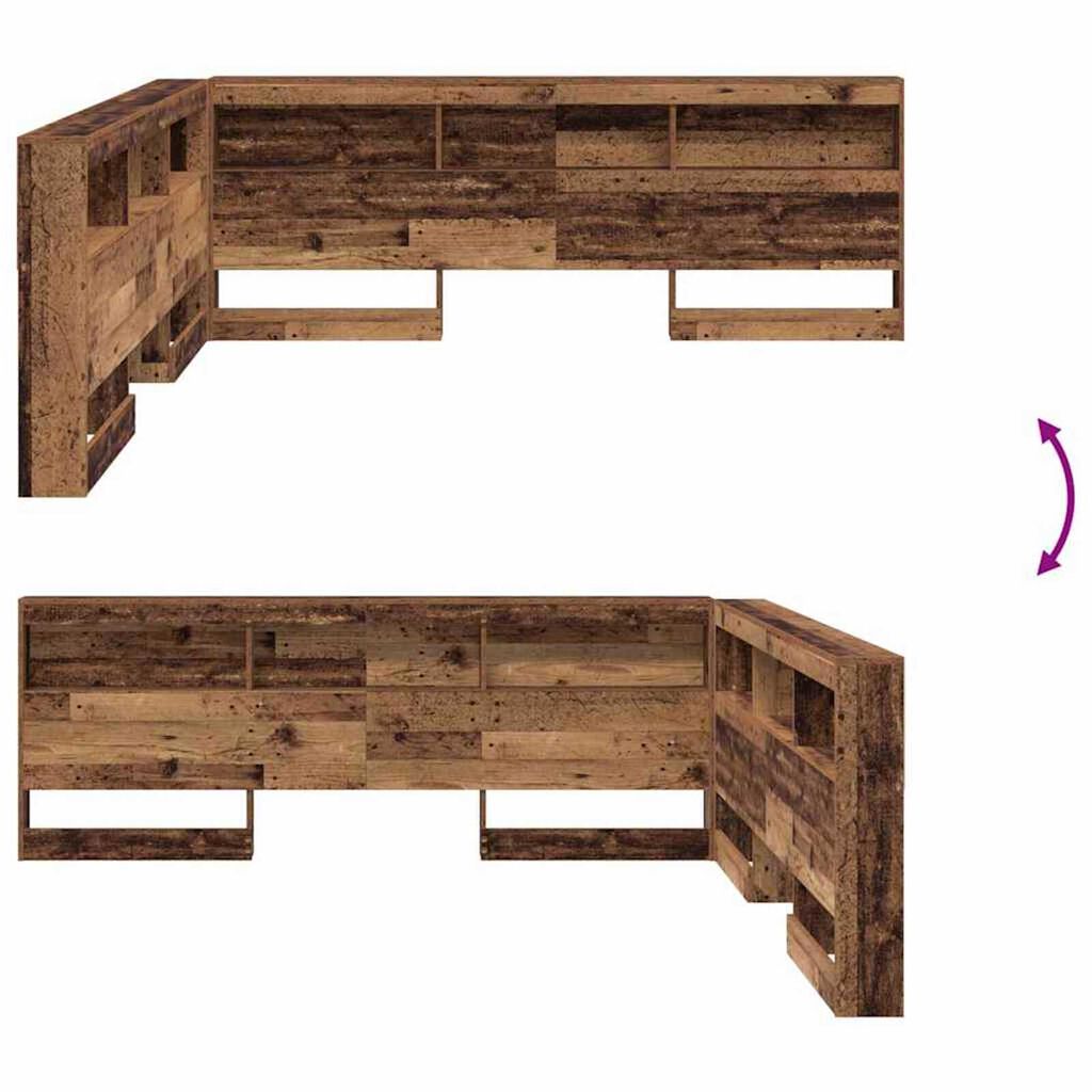 vidaXL Κεφαλάρι Αποθήκης με ράφι Παλαιό ξύλο 180 cm Επεξεργασμένο ξύλο