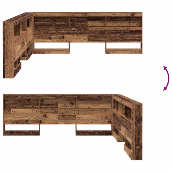 vidaXL Κεφαλάρι Αποθήκης με ράφι Παλαιό ξύλο 180 cm Επεξεργασμένο ξύλο