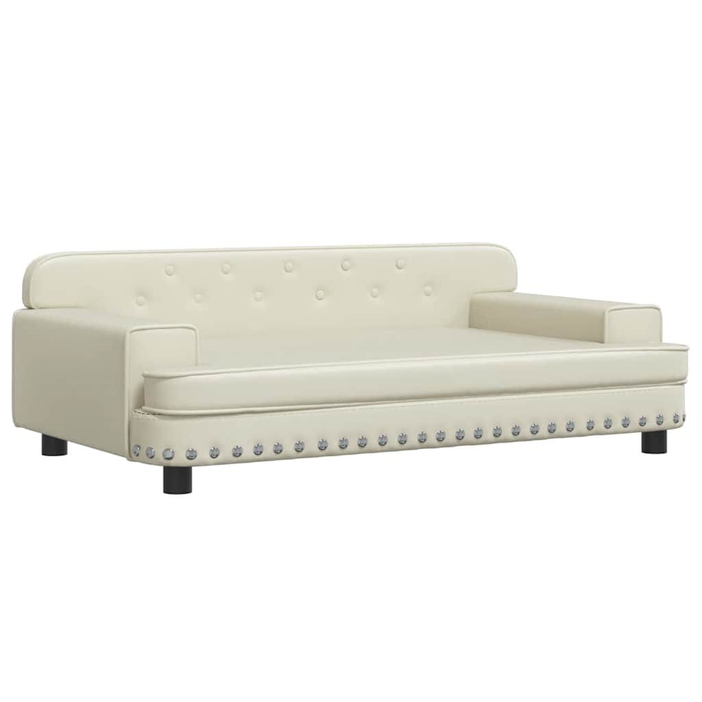 vidaXL Κρεβάτι Σκύλου Κρεμ 90 x 53 x 30 εκ. από Συνθετικό Δέρμα