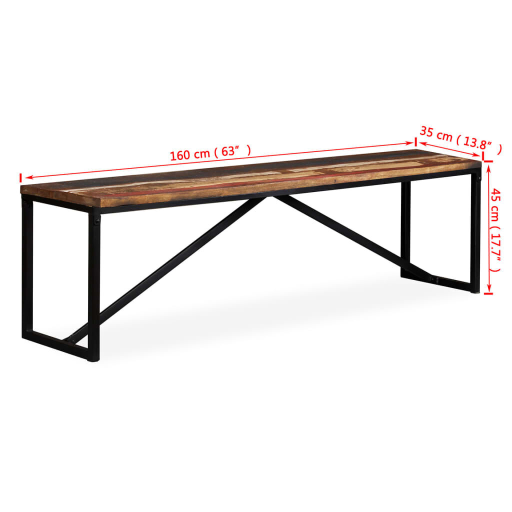 vidaXL Πάγκος 160 x 35 x 45 εκ. από Μασίφ Ανακυκλωμένο Ξύλο