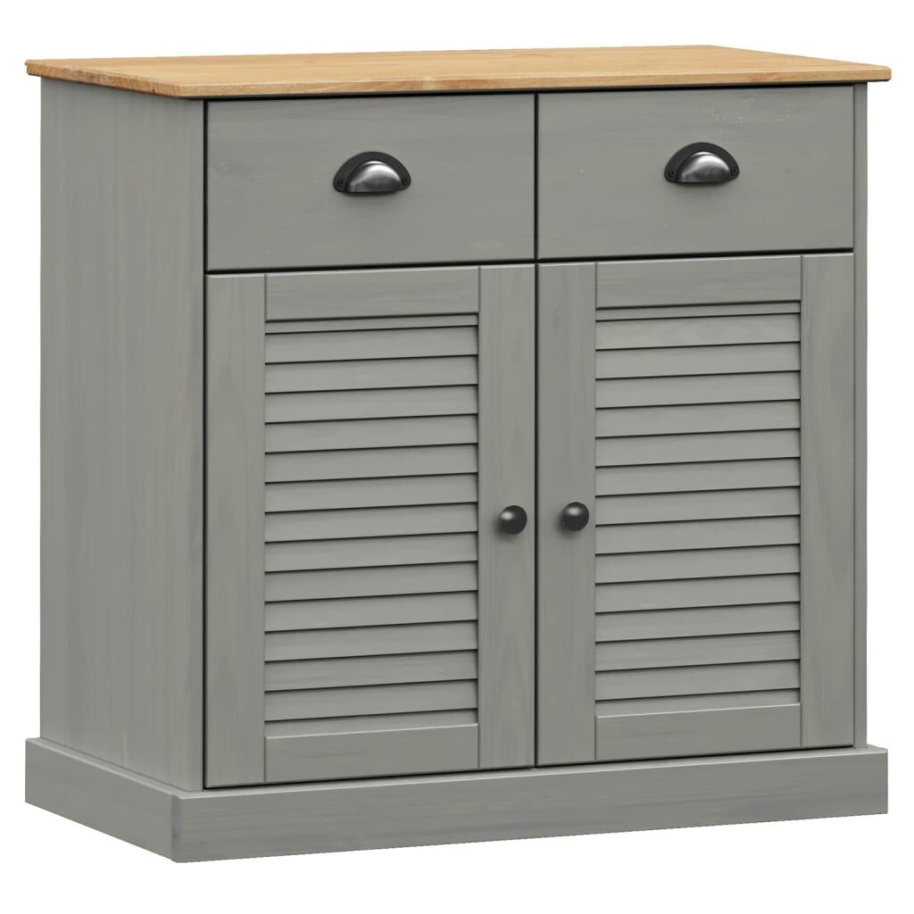vidaXL Ντουλάπι με Συρτάρια VIGO Γκρι 78x40x75 εκ. Μασίφ Ξύλο Πεύκου