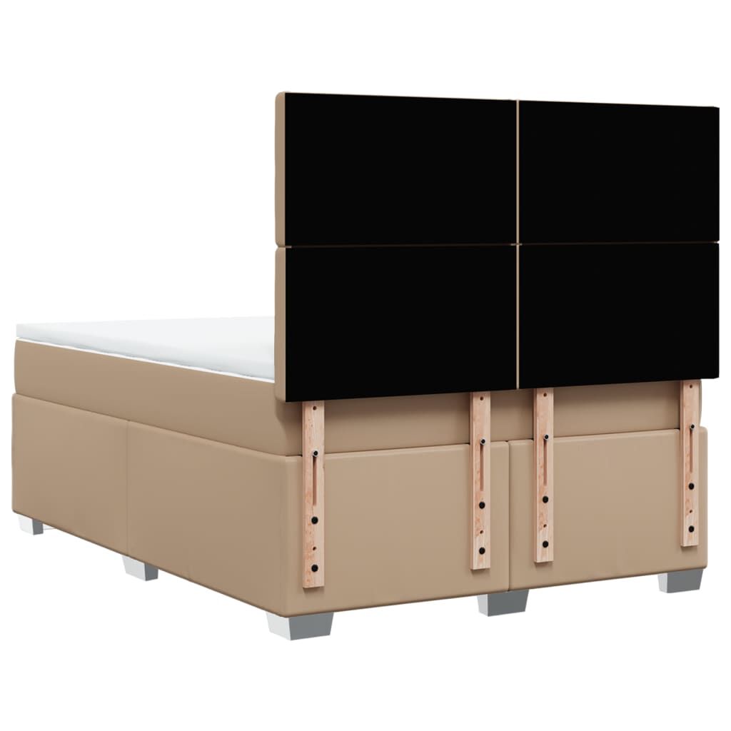 vidaXL Κρεβάτι Boxspring με Στρώμα Καπουτσίνο 140x200εκ.από Συνθ.Δέρμα