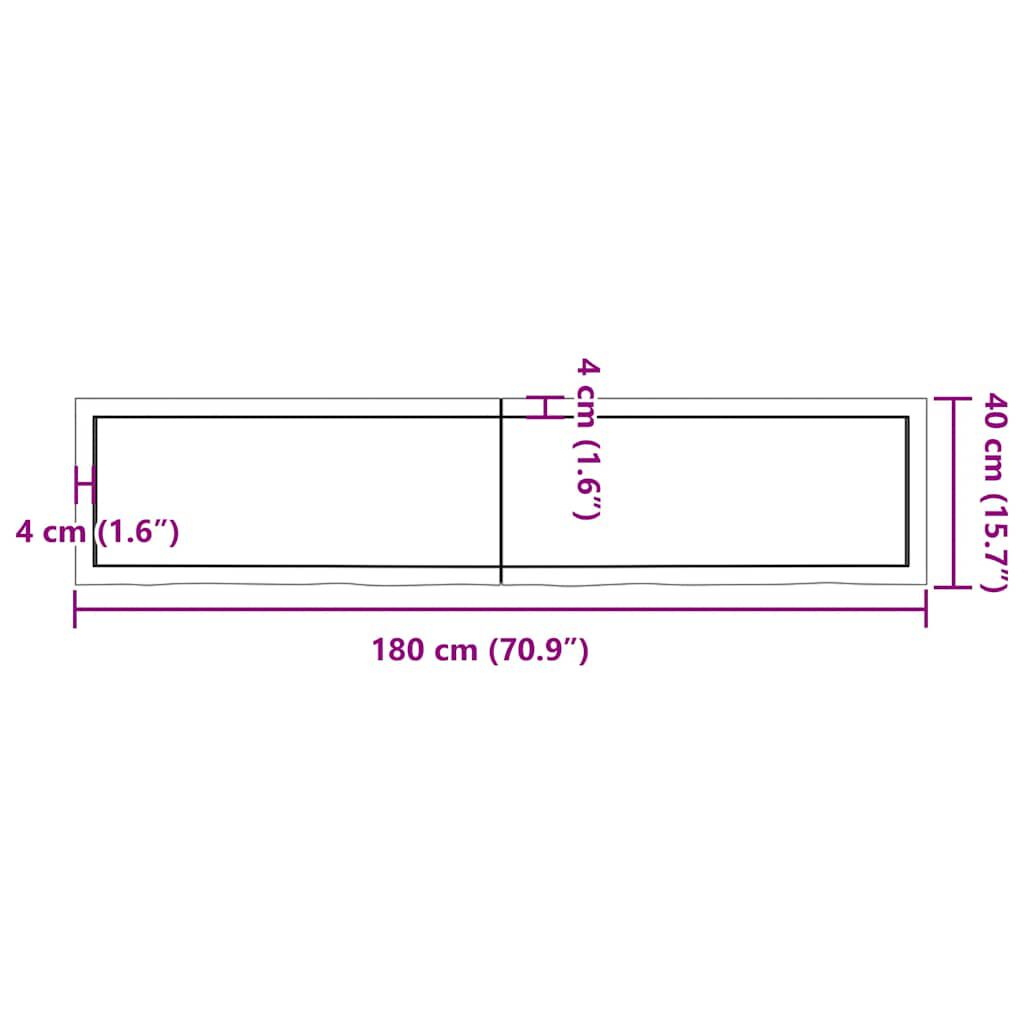 vidaXL Ράφι Τοίχου Σκούρο Καφέ 180x40x(2-6) εκ. Επεξ. Μασίφ Ξύλο Δρυός