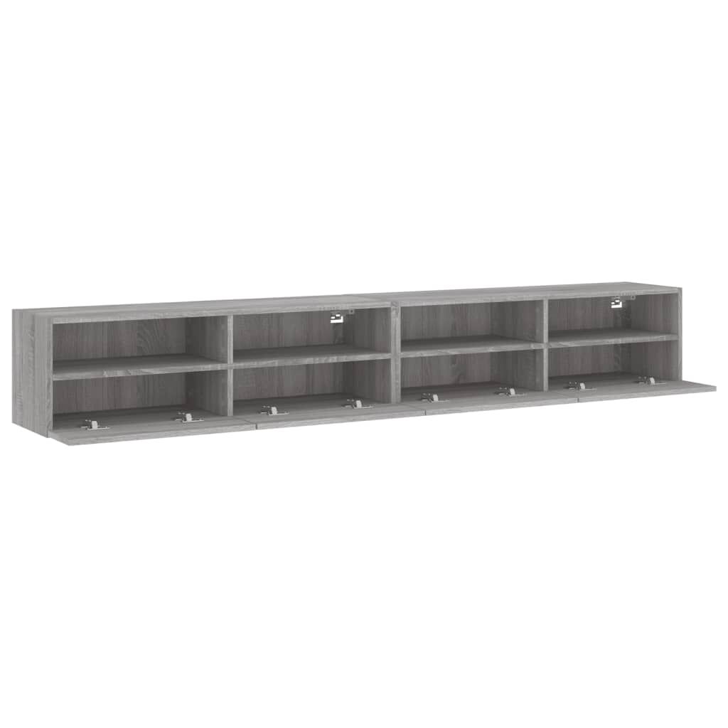 vidaXL Έπιπλα Τηλεόρασης Τοίχου 2 τεμ. Γκρι 100x30x30 εκ. Επ. Ξύλο