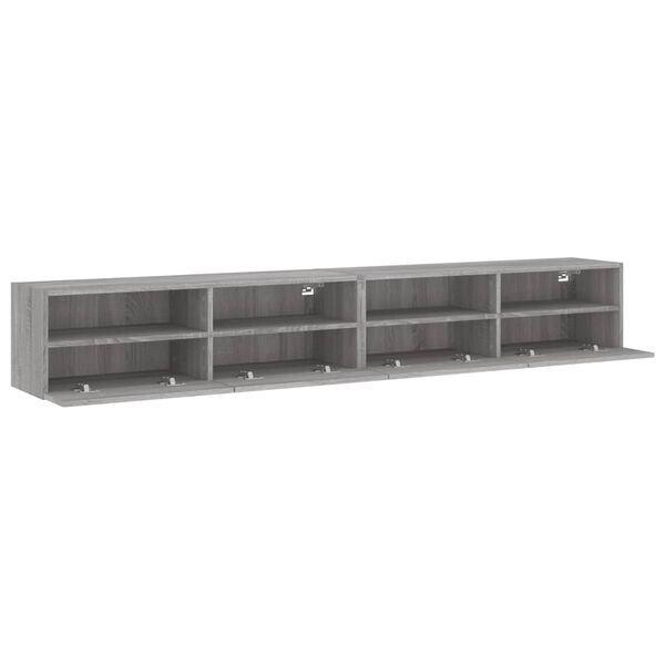 vidaXL Έπιπλα Τηλεόρασης Τοίχου 2 τεμ. Γκρι 100x30x30 εκ. Επ. Ξύλο