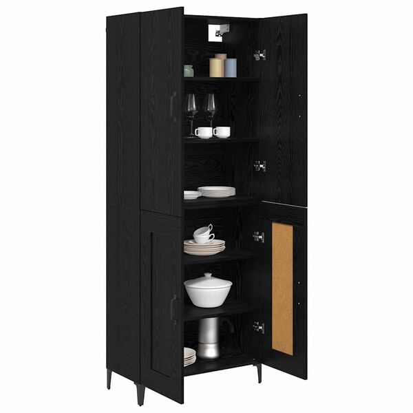 vidaXL Highboard &Mu;&alpha;ύ&rho;&eta; &Omicron;&xi;&upsilon;ά 69,5 x 34 x 180 &epsilon;&kappa;. &Epsilon;&pi;&epsilon;&xi;&epsilon;&rho;&gamma;&alpha;&sigma;&mu;έ&nu;&omicron; &xi;ύ&lambda;&omicron;