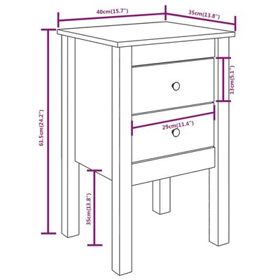 vidaXL Κομοδίνα 2 τεμ. Γκρι 40 x 35 x 61,5 εκ. από Μασίφ Ξύλο Πεύκου