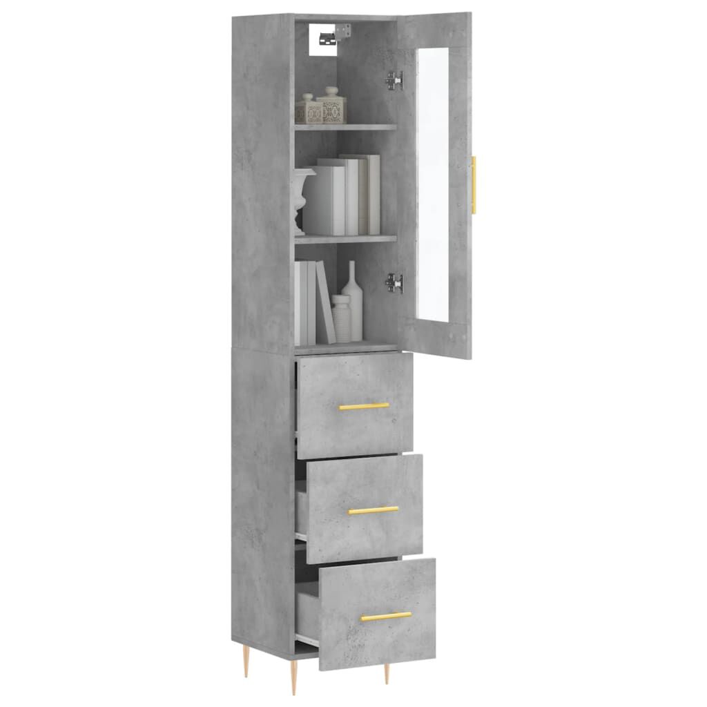 vidaXL Ντουλάπι Γκρι Σκυροδέματος 34,5x34x180 εκ. Επεξεργασμένο Ξύλο