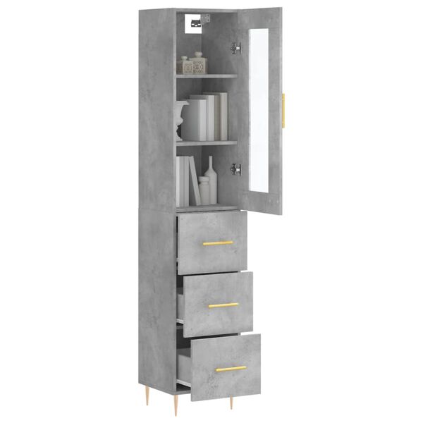 vidaXL Ντουλάπι Γκρι Σκυροδέματος 34,5x34x180 εκ. Επεξεργασμένο Ξύλο