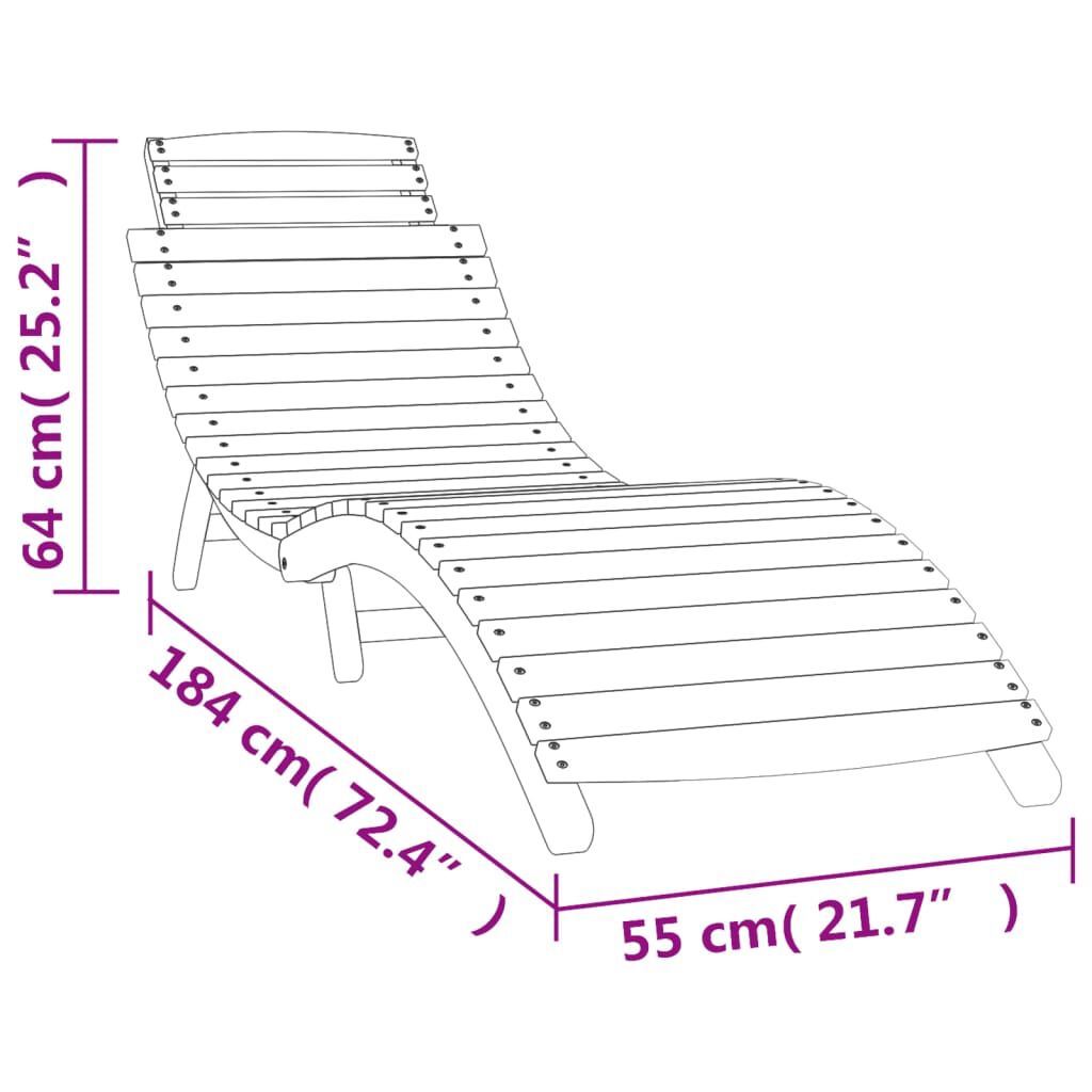 vidaXL Ξαπλώστρες 2 τεμ. Λευκές 184x55x64 εκ. από Μασίφ Ξύλο Ακακίας