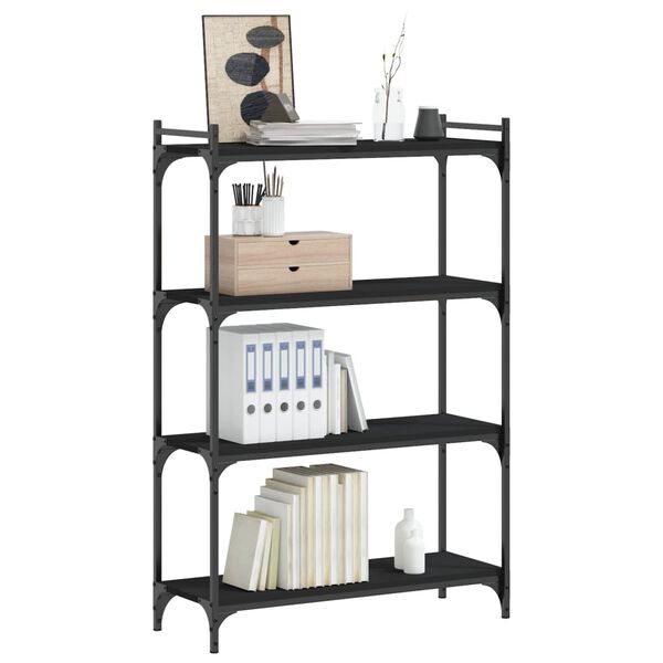 vidaXL Βιβλιοθήκη 4 Επιπέδων Μαύρη 80x30x120 εκ. Επεξεργασμένο Ξύλο