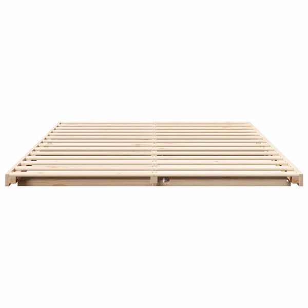 vidaXL Κρεβάτι δαπέδου Καφέ 150 x 200 cm Μασίφ ξύλο πεύκου