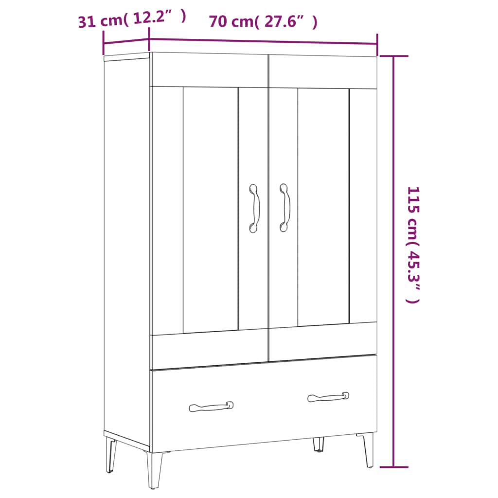 vidaXL Ντουλάπα Γυαλιστερό Λευκό 70x31x115 εκ. από Επεξεργασμένο Ξύλο