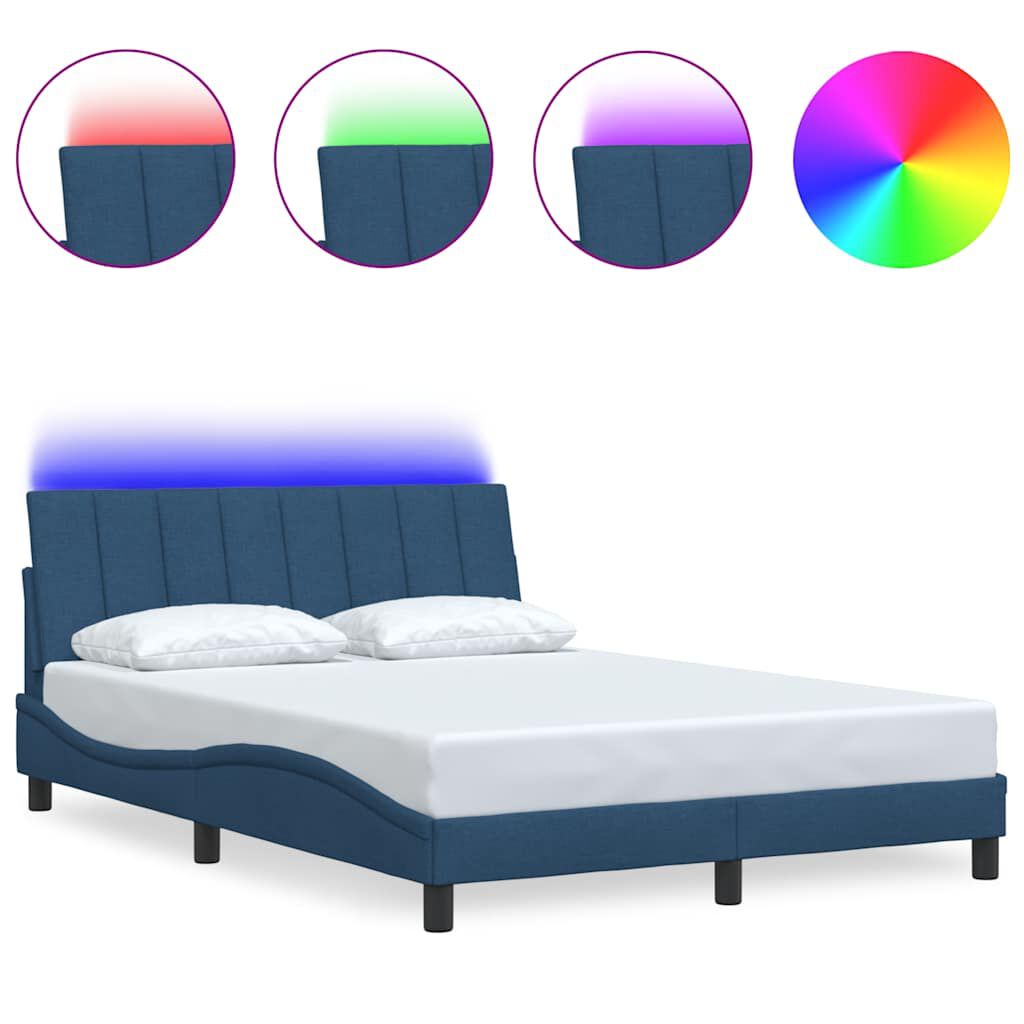vidaXL Πλαίσιο κρεβατιού χωρίς στρώμα μπλε 120x200cm ύφασμα