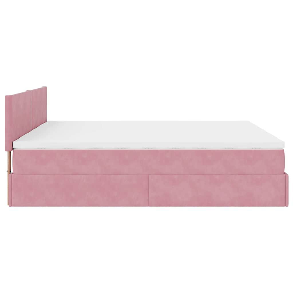 vidaXL Οθωμανικό κρεβάτι με στρώματα ροζ 200x200cm Velvet