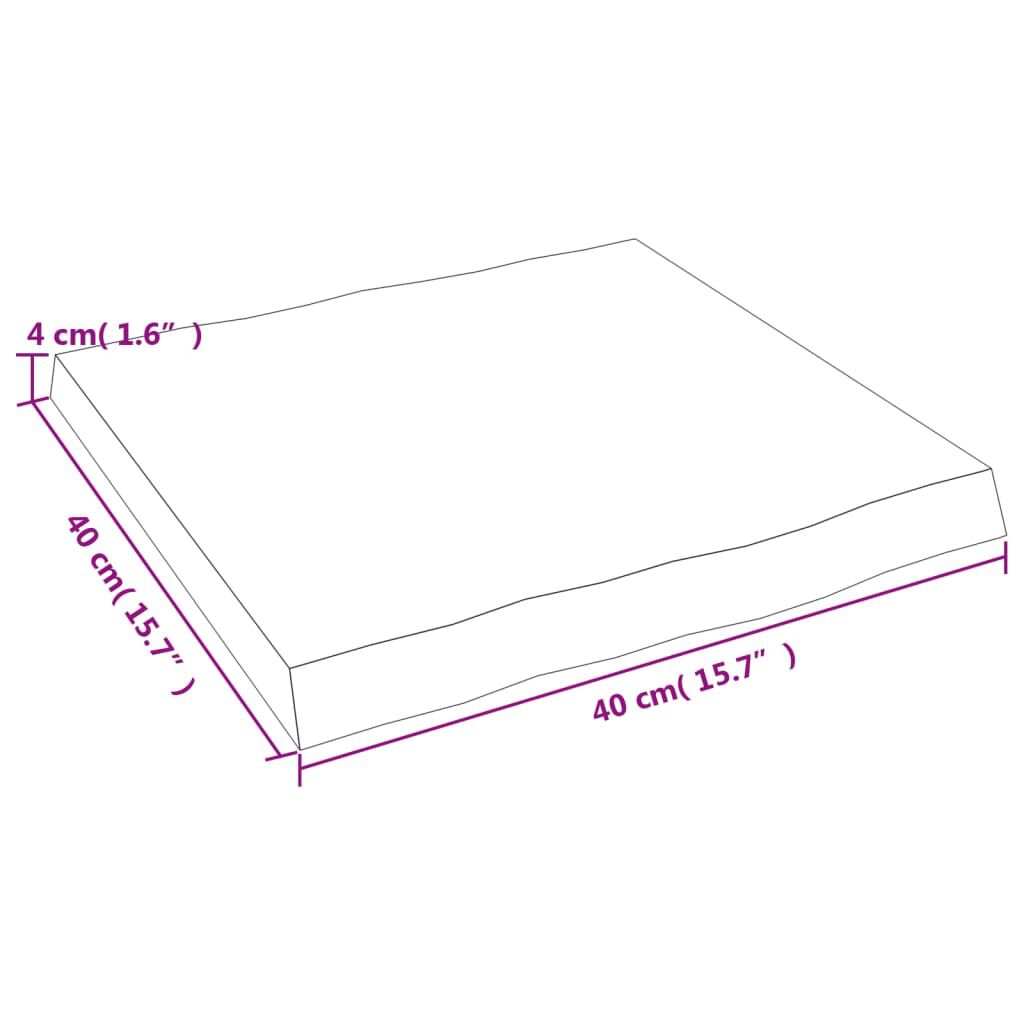 vidaXL Επιφ Τραπεζιού Αν Καφέ 40x40x(2-4)εκ. Ακατέργ. Μασίφ Ξύλο Δρυός
