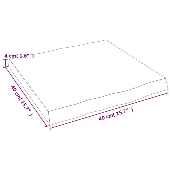 vidaXL Επιφ Τραπεζιού Αν Καφέ 40x40x(2-4)εκ. Ακατέργ. Μασίφ Ξύλο Δρυός