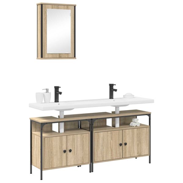 Set ντουλαπιών μπάνιου vidaXL 3 τεμαχίων δρυός Sonoma επεξεργασμένο ξύλο