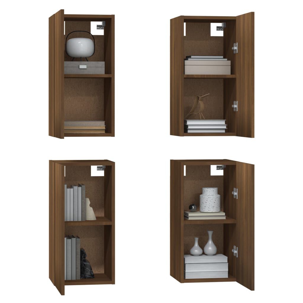 vidaXL Έπιπλα Τηλεόρασης 4 τεμ. Καφέ Δρυς 30,5x30x36 εκ. Επεξ. Ξύλο