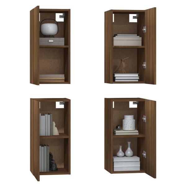 vidaXL Έπιπλα Τηλεόρασης 4 τεμ. Καφέ Δρυς 30,5x30x36 εκ. Επεξ. Ξύλο