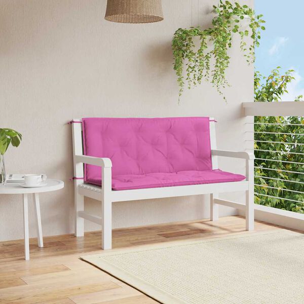 vidaXL Μαξιλάρια Πάγκου Κήπου 2 τεμ. Ροζ 120x50x7 εκ. Υφασμάτινα