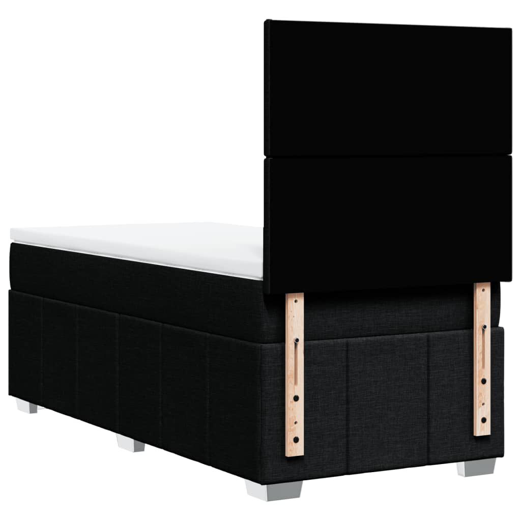 vidaXL Κρεβάτι Boxspring με Στρώμα Μαύρο 80 x 200 εκ. Υφασμάτινο