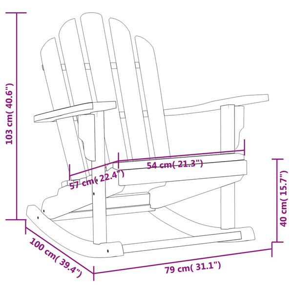 vidaXL Καρέκλα Κήπου Κουνιστή Adirondack 79x100x103 εκ Μασίφ Ξύλο Teak