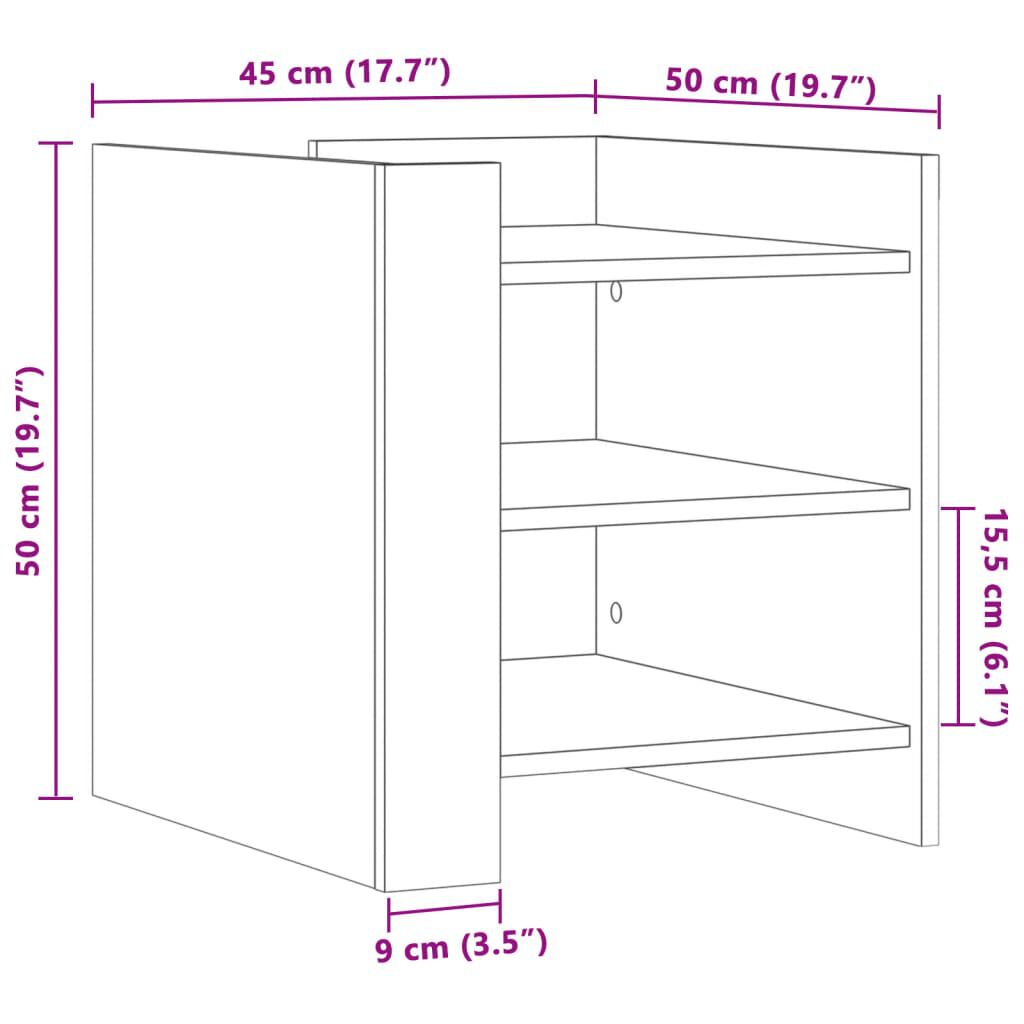 vidaXL Κομοδίνο Sonoma Δρυς 45x50x50 εκ. από Επεξεργασμένο Ξύλο