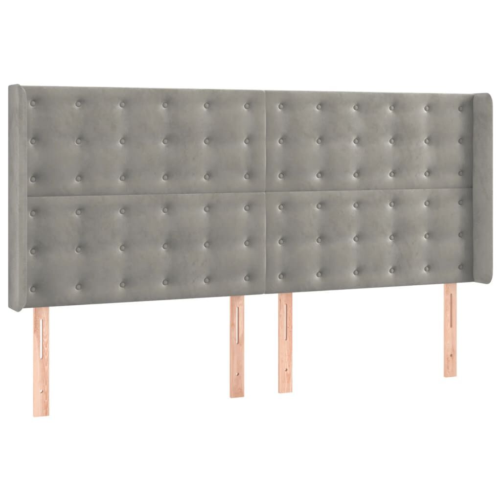 vidaXL Κρεβάτι Boxspring με Στρώμα & LED Αν.Γκρι 200x200 εκ. Βελούδινο