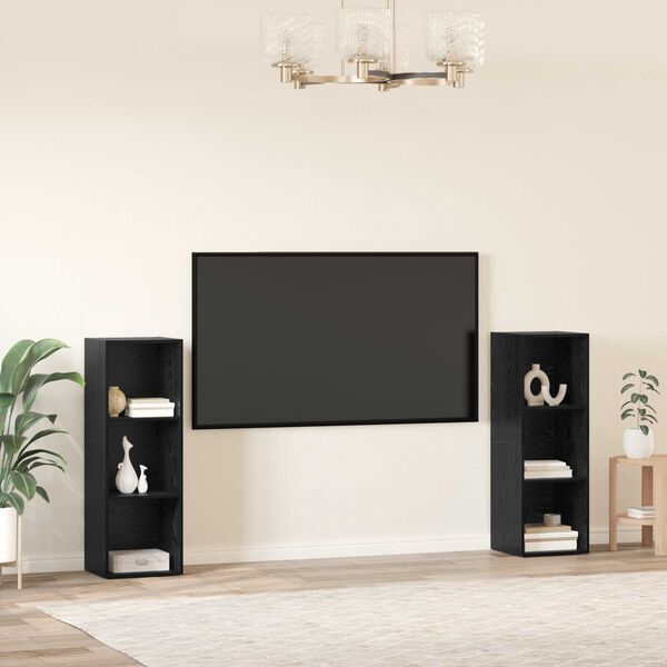 vidaXL Σετ επίπλου τηλεόρασης 2 pcs Μαύρη Δρυς 107 x 35 x 37 cm
