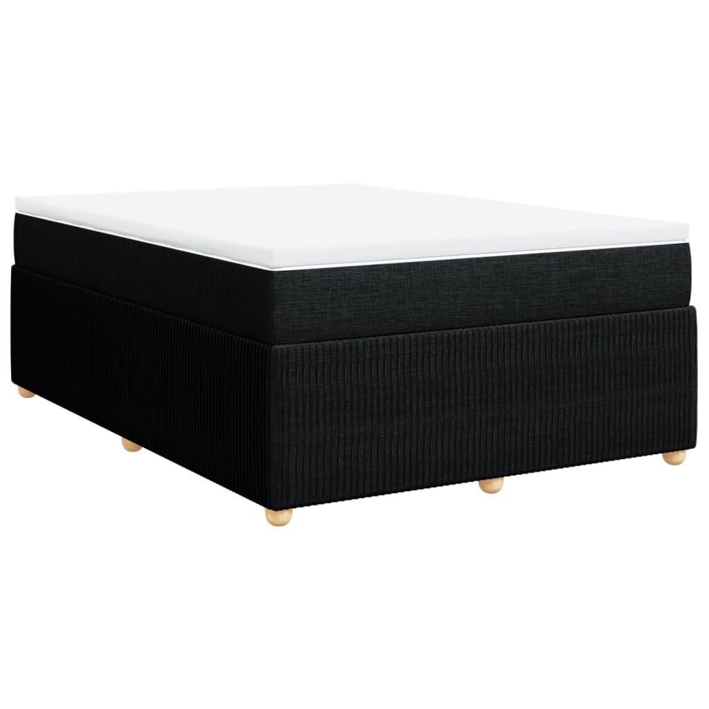 vidaXL Κρεβάτι Boxspring με Στρώμα Μαύρο 140x190 εκ. Υφασμάτινο