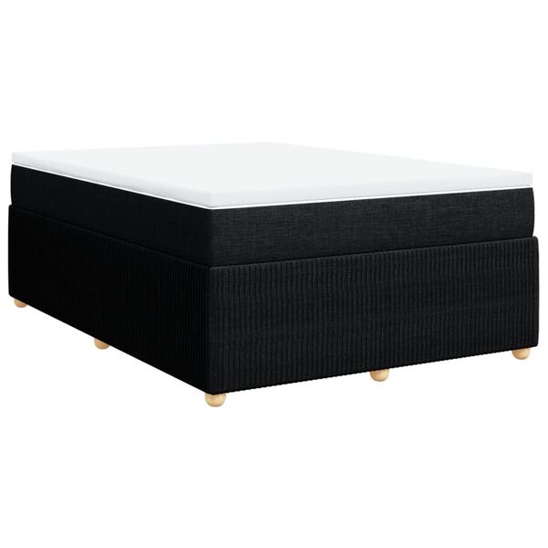 vidaXL Κρεβάτι Boxspring με Στρώμα Μαύρο 140x190 εκ. Υφασμάτινο